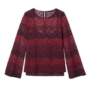 Banana Republic Lace Long Sleeve Blouse Top